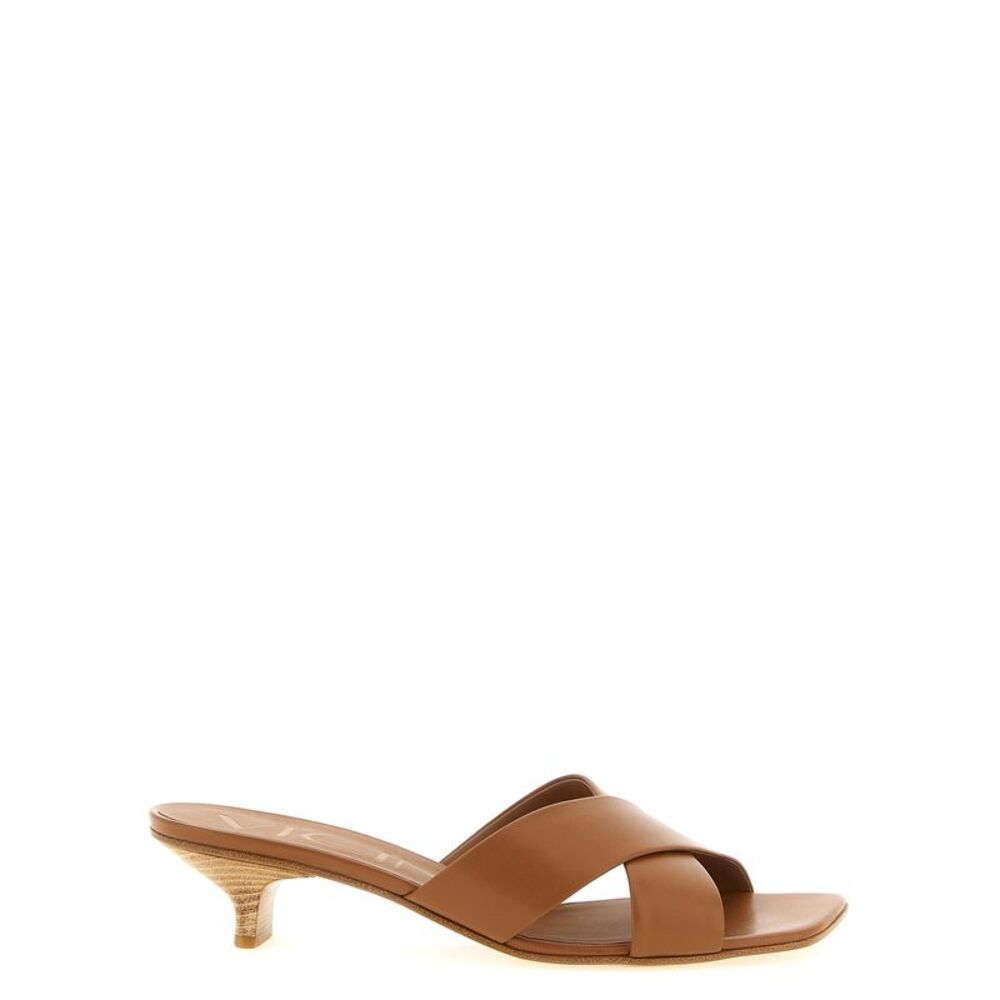 VICINI Brown Calfskin Mid Heel Women's Pumps